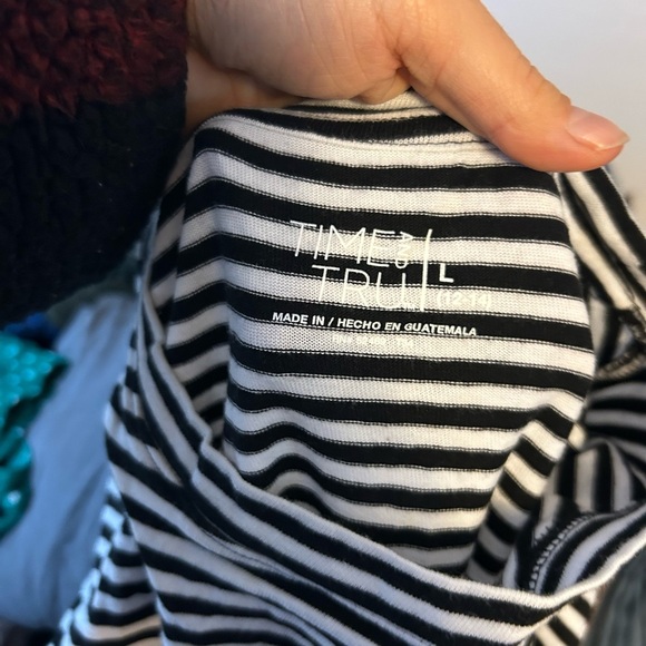 Time and Tru Black and White Striped T-Shirt Dress - Picture 3 of 4